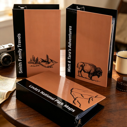 Personalized National Park Map Binder with Custom Text, Travel Map Organizer and Collector Album, Birthday Gift for Park Lovers