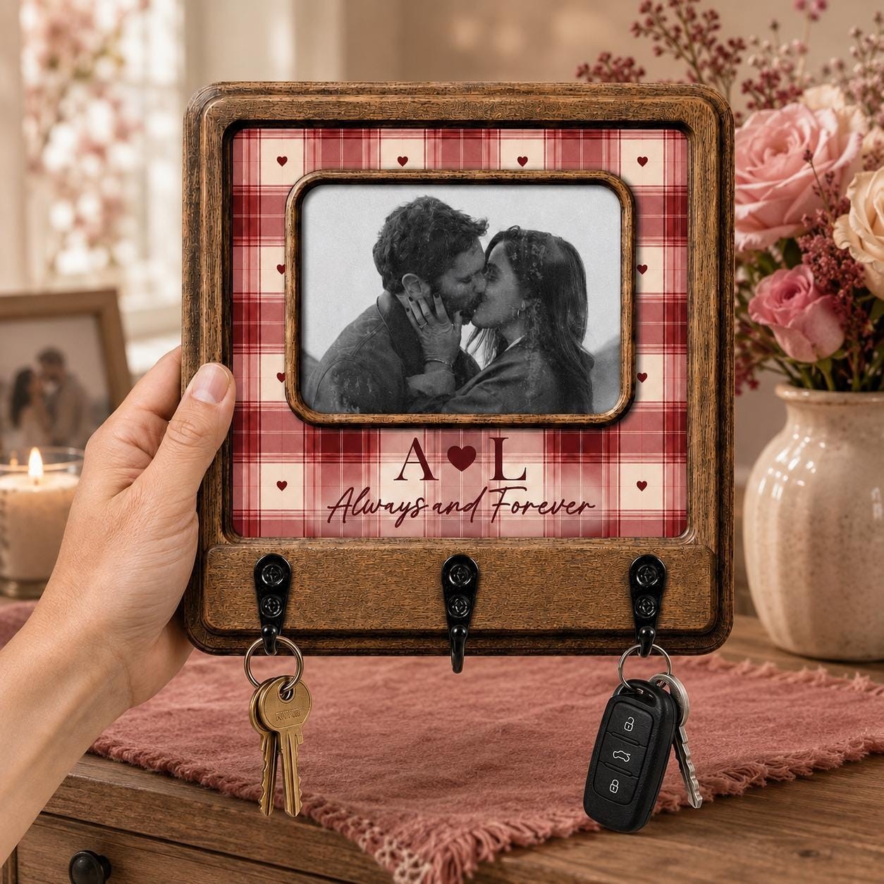 Personalized Photo Key Holder – Custom Wooden Memory Wall Decor