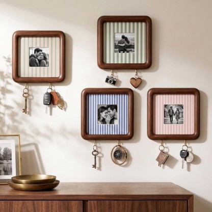 Personalized Photo Strip Key Holder Custom Wooden Wall Decor