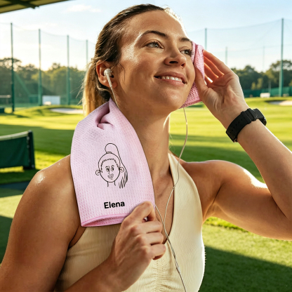 Personalized Comic Style Golf Towel with Name, Custom Character Waffle Golf Towel with Hanging Clip, Golf Gift for Golf Lovers