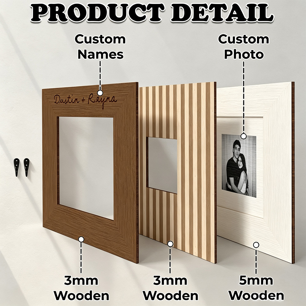 Personalized Couple Photo Key Holder, Custom Name Wooden Key Rack, Entryway Wall Decor, Housewarming Gift