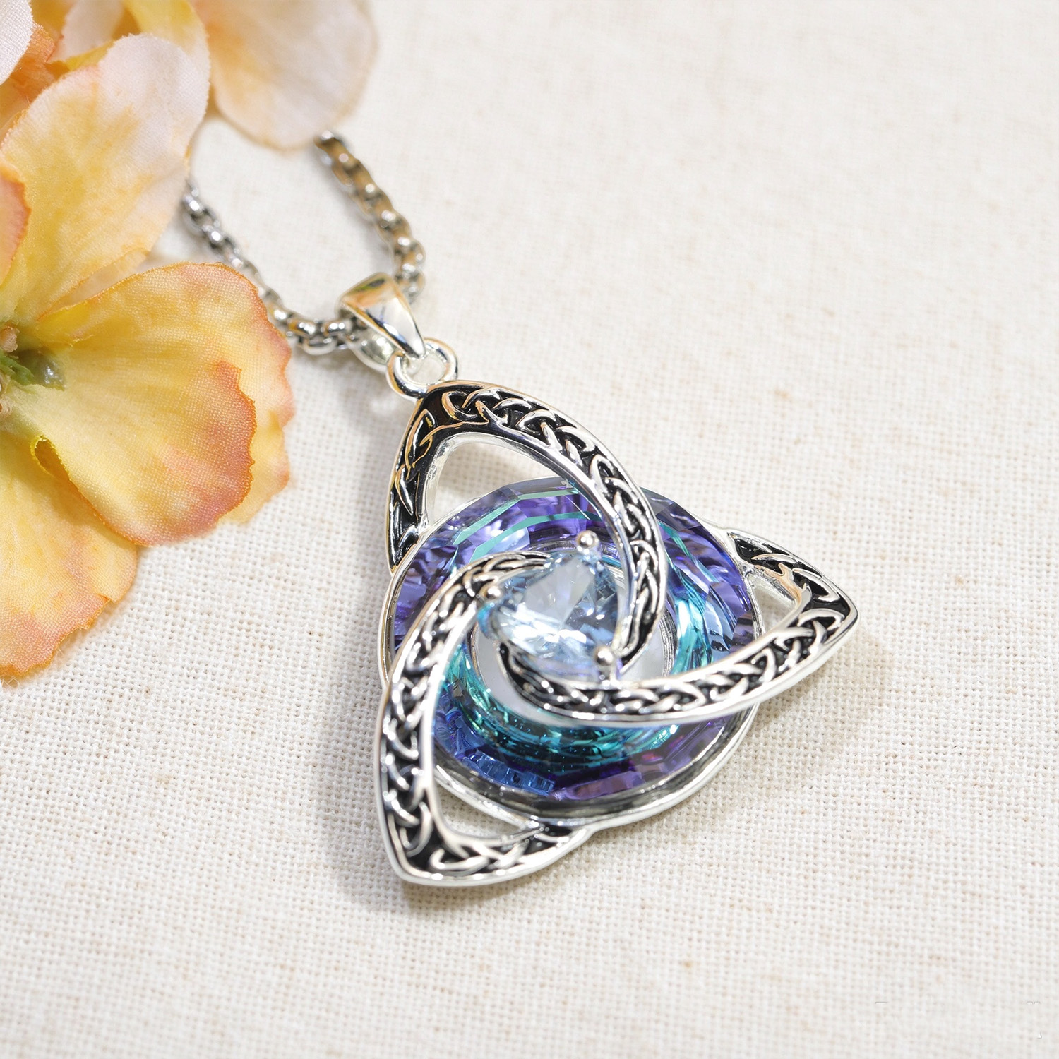 Celtic Knot Birthstone Necklace, Trinity Knot Pendant, Personalized Birth Month Gift, Spiritual Protection Necklace for Her
