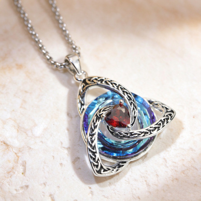 Celtic Knot Birthstone Necklace, Trinity Knot Pendant, Personalized Birth Month Gift, Spiritual Protection Necklace for Her
