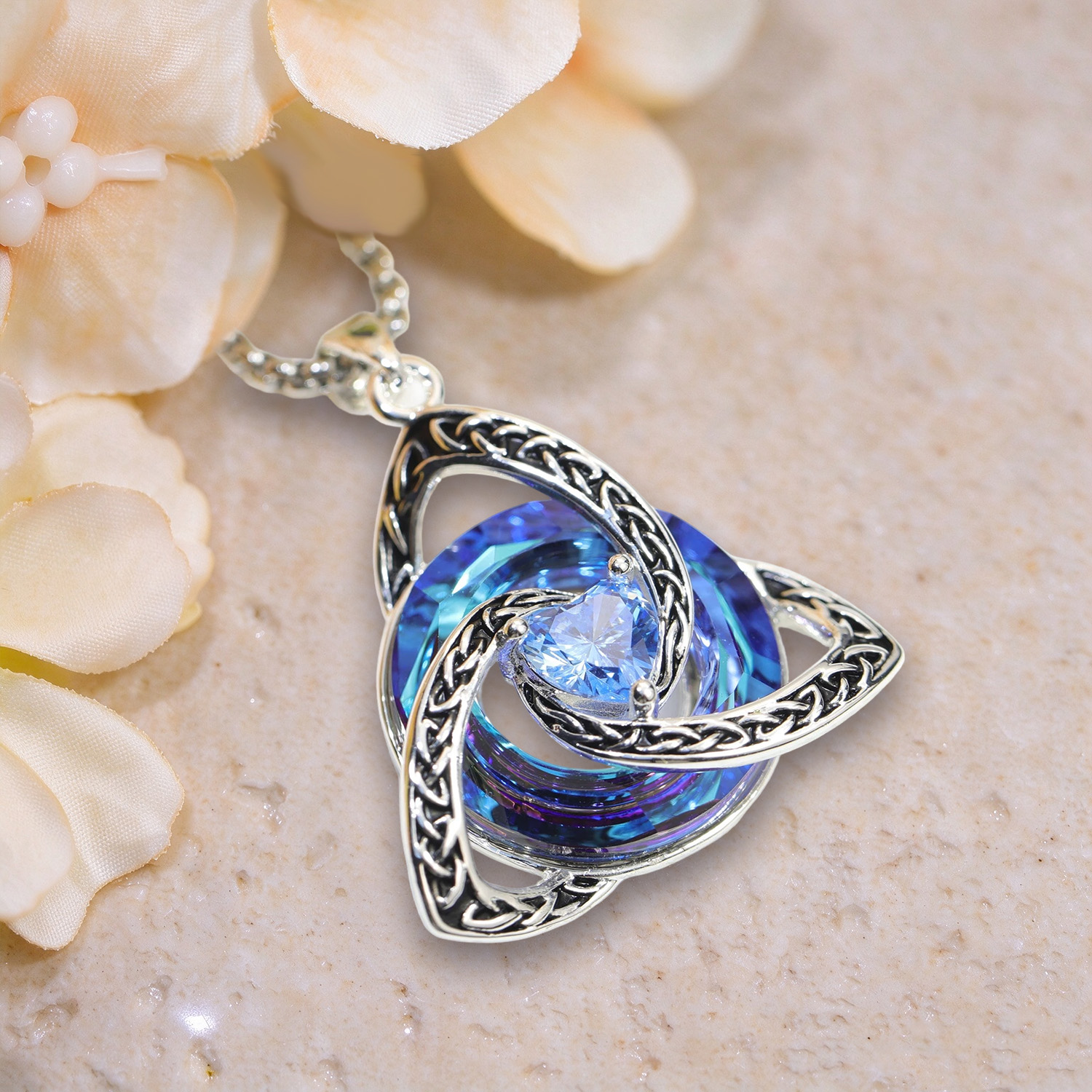 Celtic Knot Birthstone Necklace, Trinity Knot Pendant, Personalized Birth Month Gift, Spiritual Protection Necklace for Her