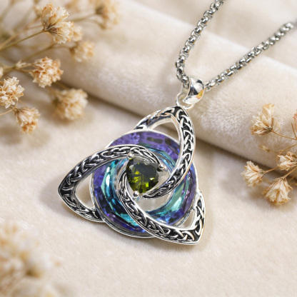 Celtic Knot Birthstone Necklace, Trinity Knot Pendant, Personalized Birth Month Gift, Spiritual Protection Necklace for Her