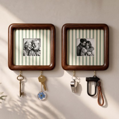 Personalized Photo Strip Key Holder Custom Wooden Wall Decor