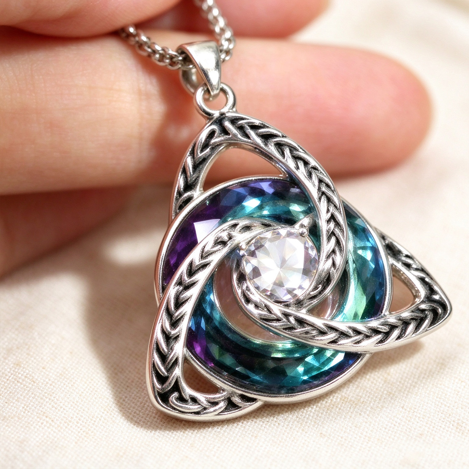 Celtic Knot Birthstone Necklace, Trinity Knot Pendant, Personalized Birth Month Gift, Spiritual Protection Necklace for Her