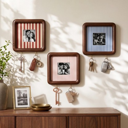 Personalized Photo Strip Key Holder Custom Wooden Wall Decor