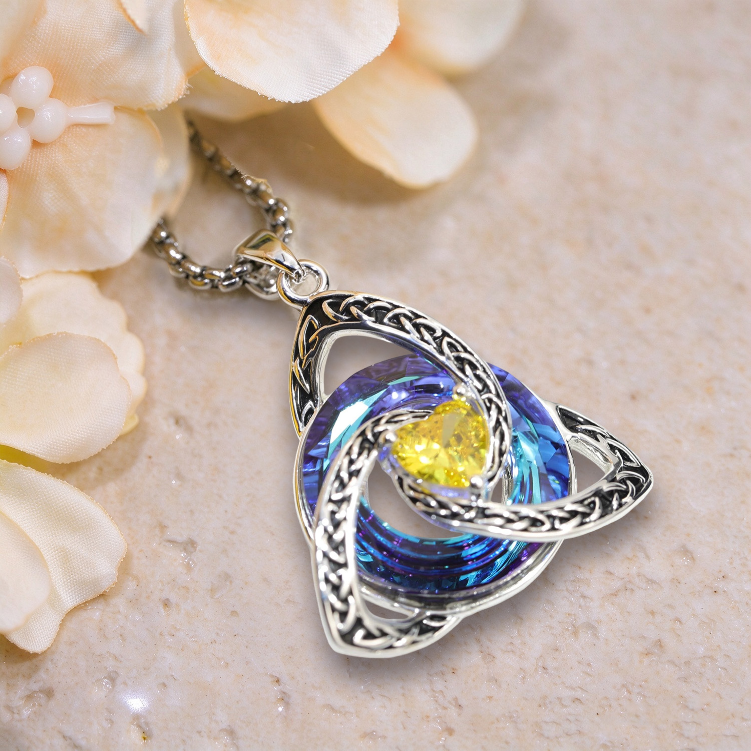 Celtic Knot Birthstone Necklace, Trinity Knot Pendant, Personalized Birth Month Gift, Spiritual Protection Necklace for Her