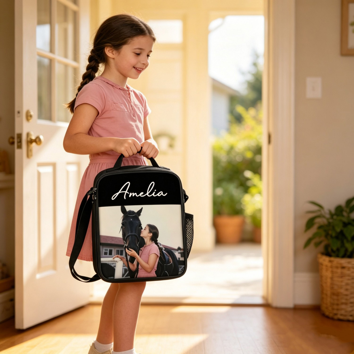 Personalized Photo Lunch Bag for Kids – Custom Name Insulated Lunch Box, Reusable School Lunch Tote with Zipper, Back to School Gift for Boys & Girls