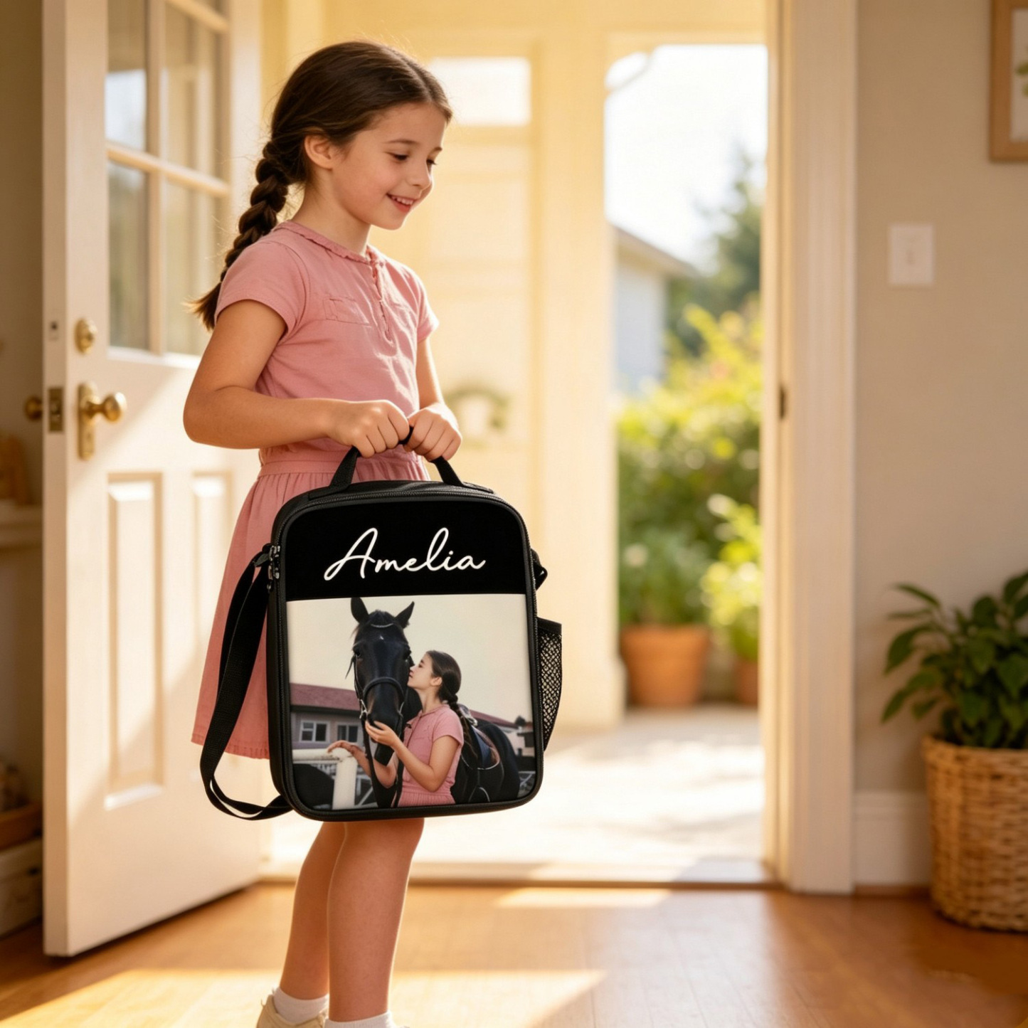 Personalized Photo Lunch Bag for Kids – Custom Name Insulated Lunch Box, Reusable School Lunch Tote with Zipper, Back to School Gift for Boys & Girls