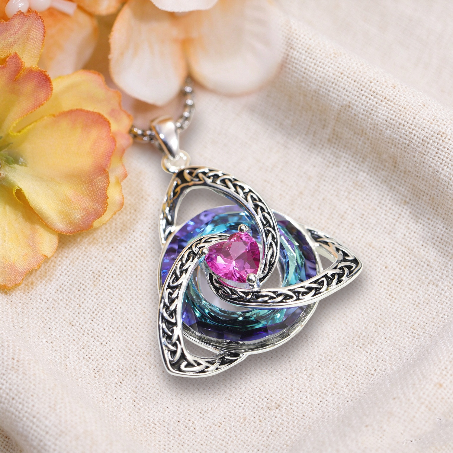 Celtic Knot Birthstone Necklace, Trinity Knot Pendant, Personalized Birth Month Gift, Spiritual Protection Necklace for Her