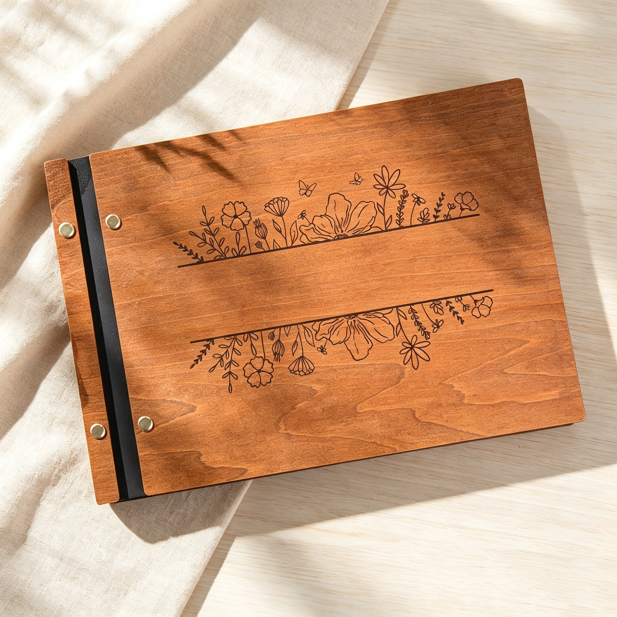 Personalized Wooden Wedding Guest Book, Custom Engraved Rustic Guest Book, Wedding Memory Keepsake Journal, Guest Sign In Book, Anniversary Gift