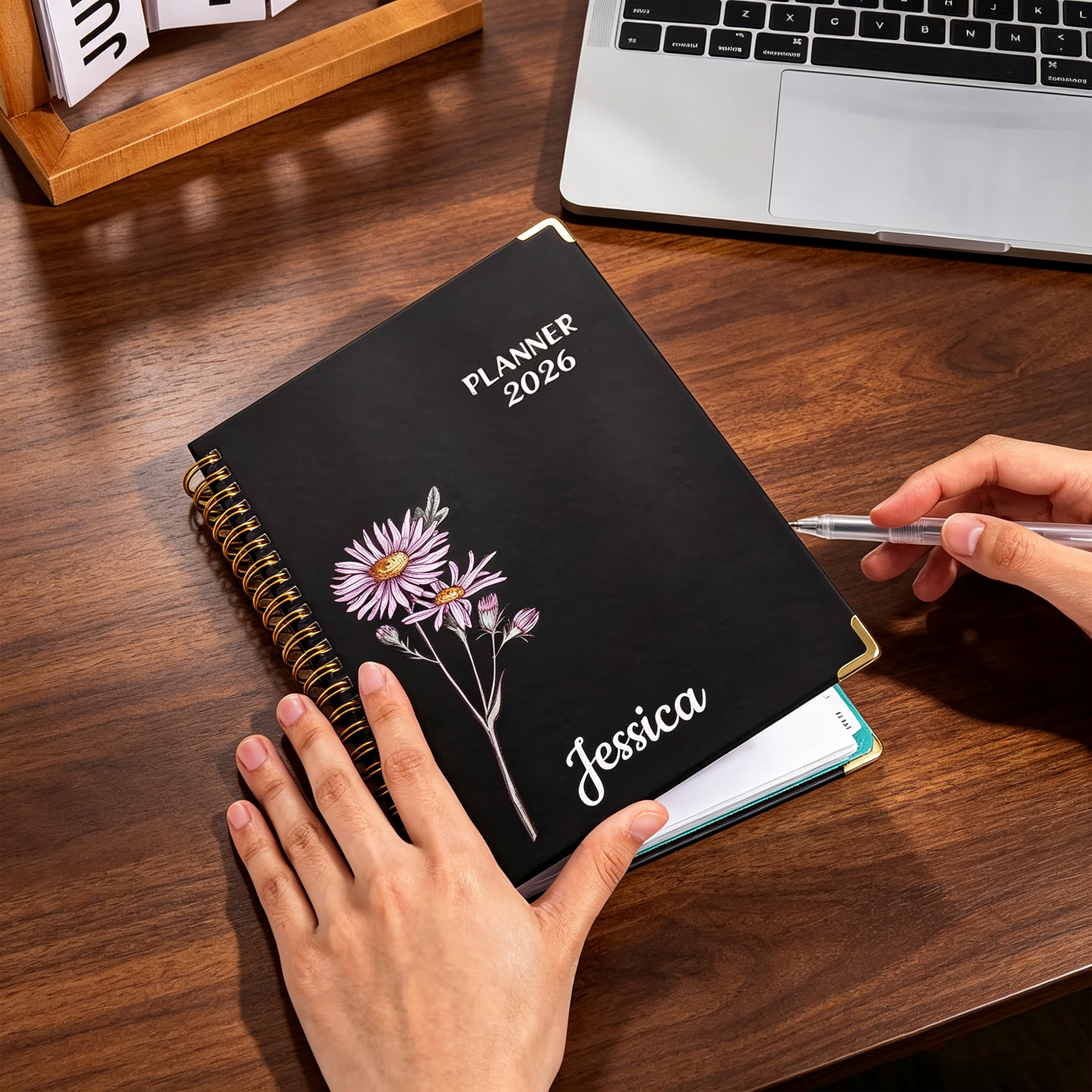 Personalized 2026–2027 Birth Flower Planner with Custom Name, A5 Spiral Weekly and Monthly Organizer, New Year Gift