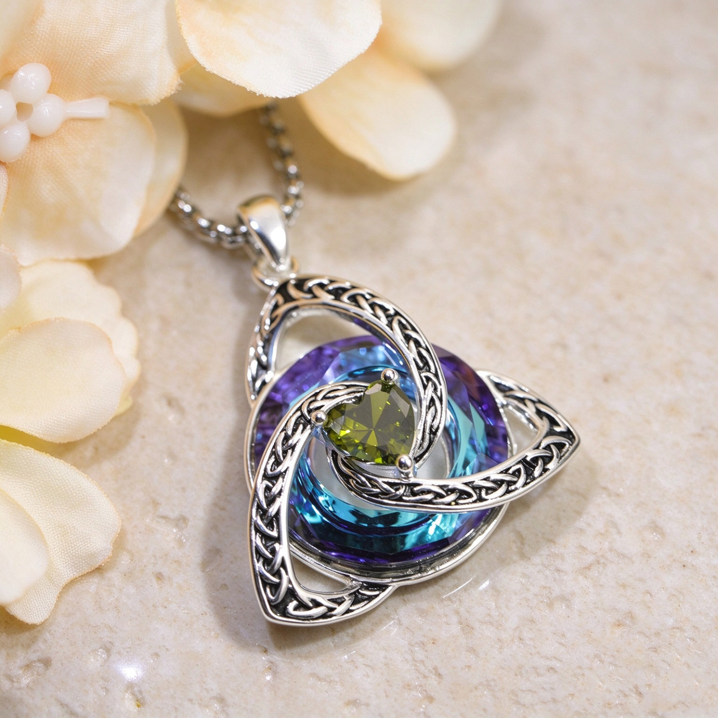Celtic Knot Birthstone Necklace, Trinity Knot Pendant, Personalized Birth Month Gift, Spiritual Protection Necklace for Her