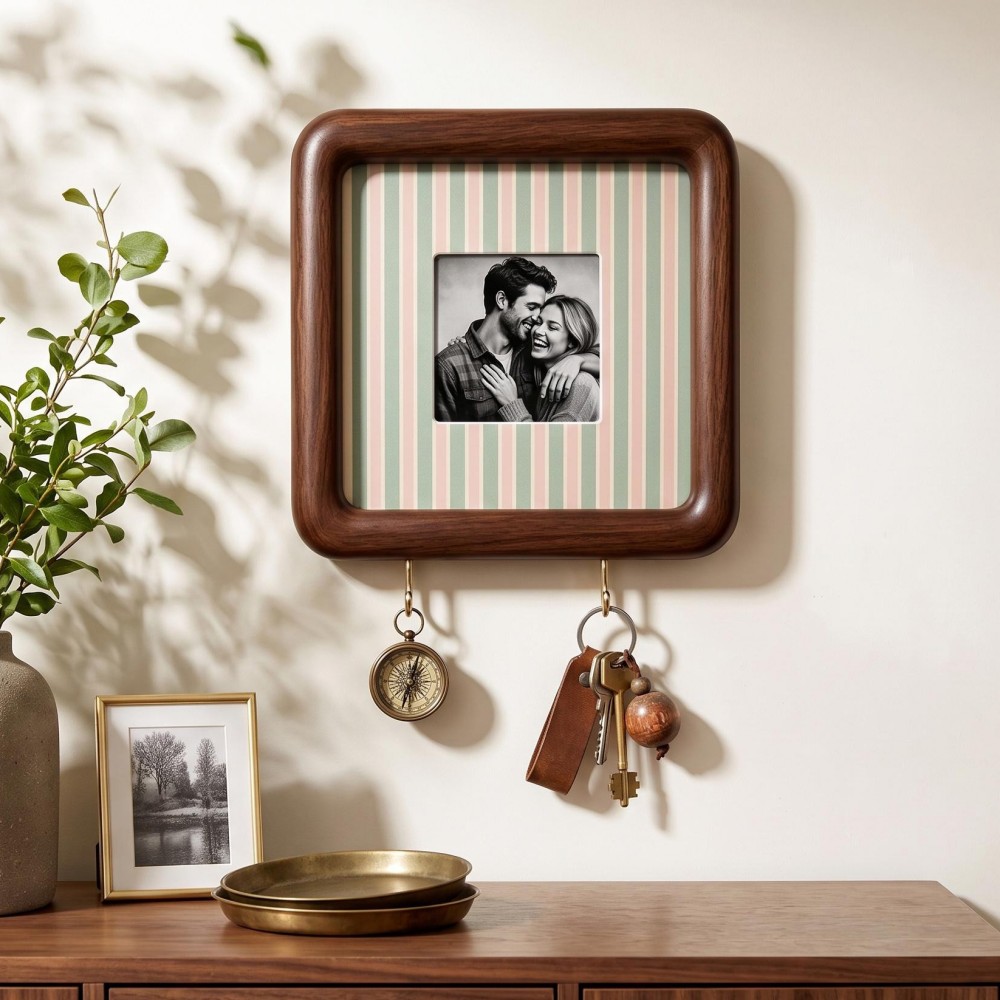 Personalized Photo Strip Key Holder Custom Wooden Wall Decor