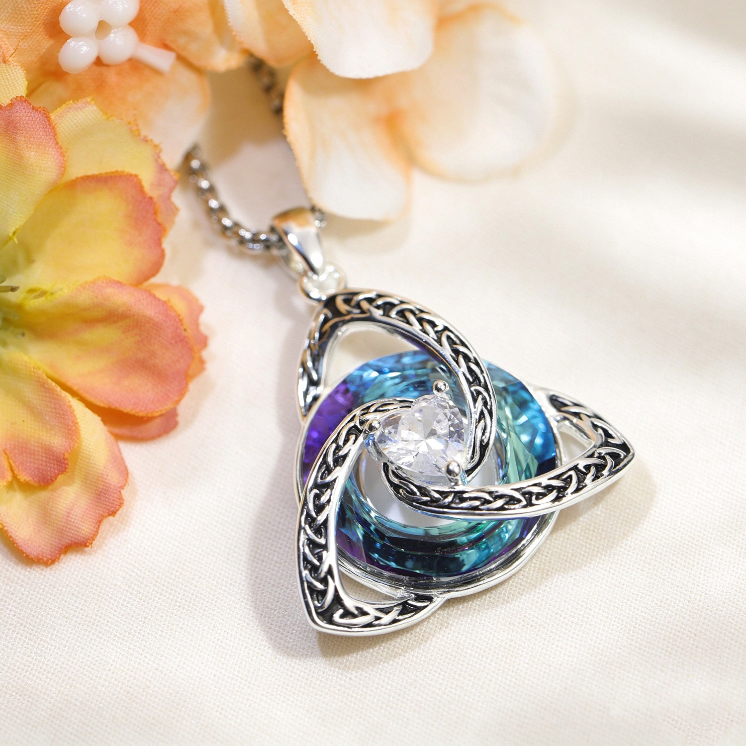 Celtic Knot Birthstone Necklace, Trinity Knot Pendant, Personalized Birth Month Gift, Spiritual Protection Necklace for Her
