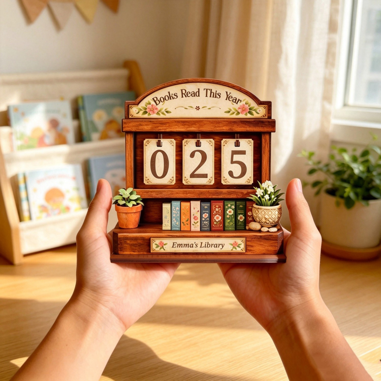 Personalized Books Read This Year Tracker, Wooden Reading Tracker Display, Custom Library Decor, Book Lover Gift, Reading Goal Tracker for Bookworms