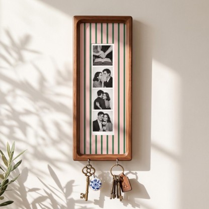 Personalized Photo Strip Key Holder Custom Wooden Wall Decor