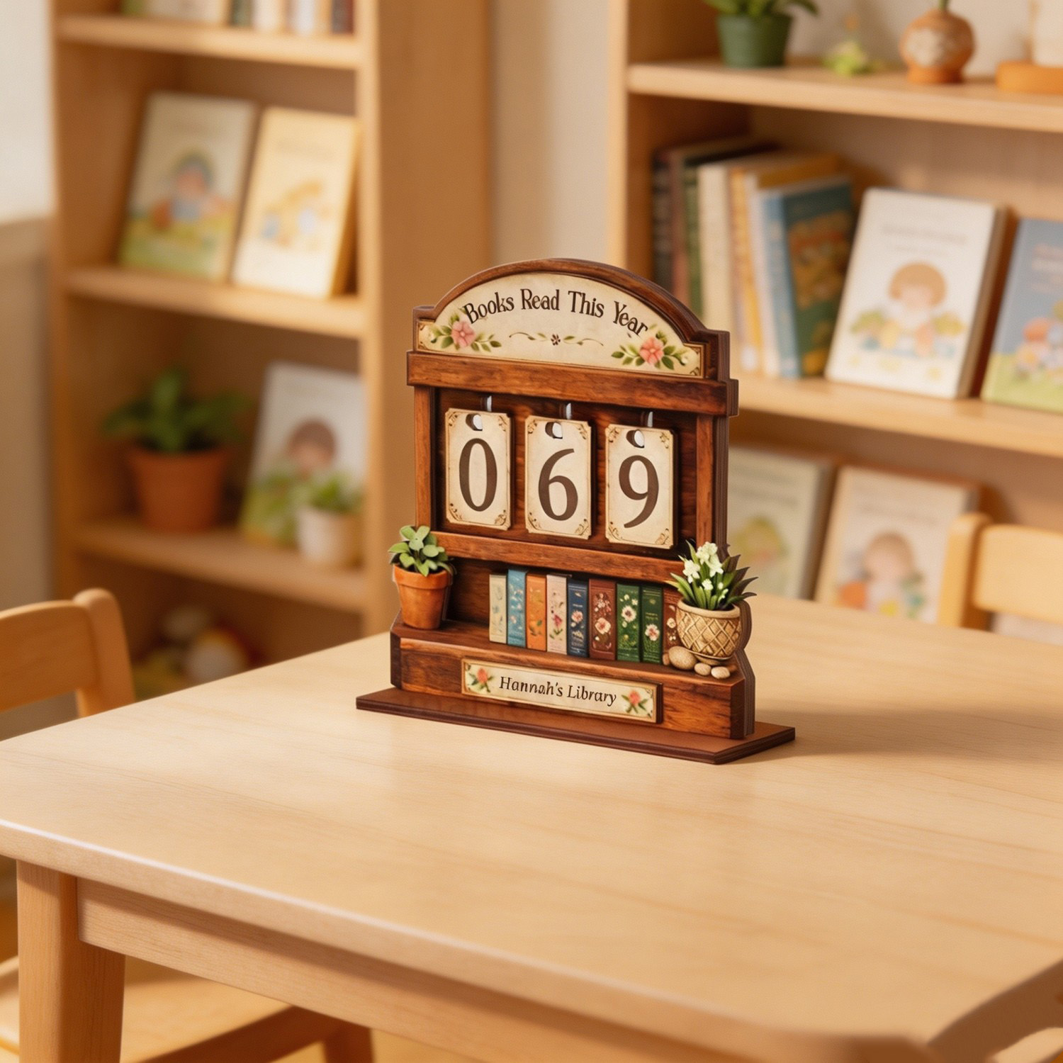 Personalized Books Read This Year Tracker, Wooden Reading Tracker Display, Custom Library Decor, Book Lover Gift, Reading Goal Tracker for Bookworms