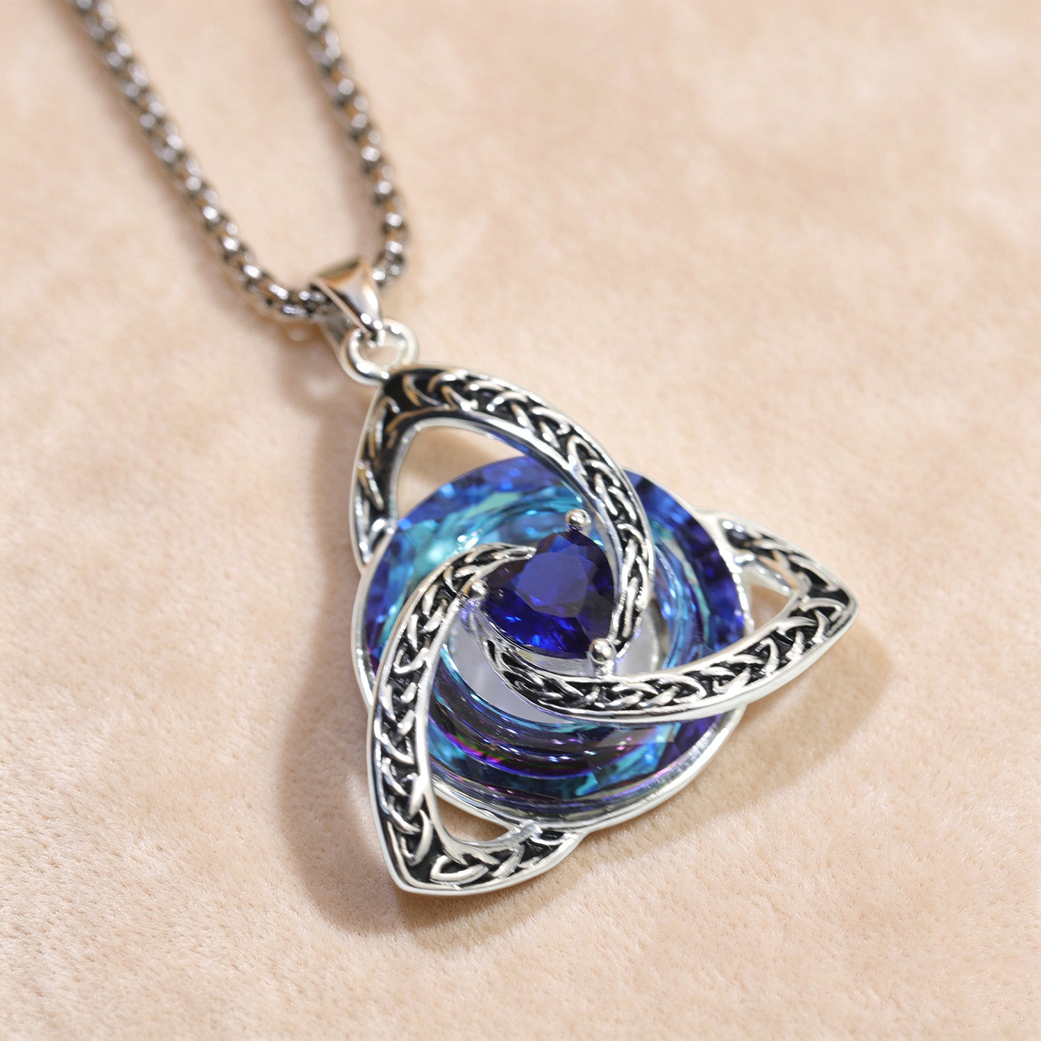 Celtic Knot Birthstone Necklace, Trinity Knot Pendant, Personalized Birth Month Gift, Spiritual Protection Necklace for Her