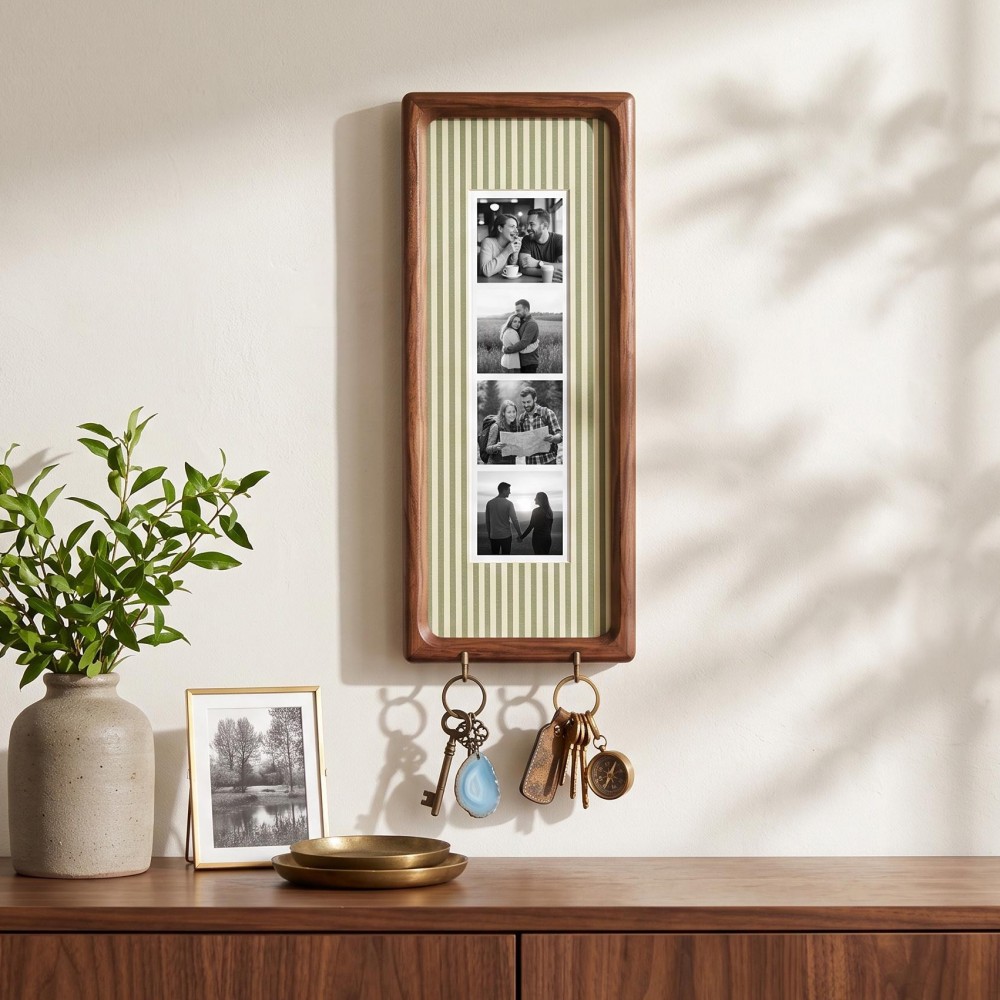 Personalized Photo Strip Key Holder Custom Wooden Wall Decor