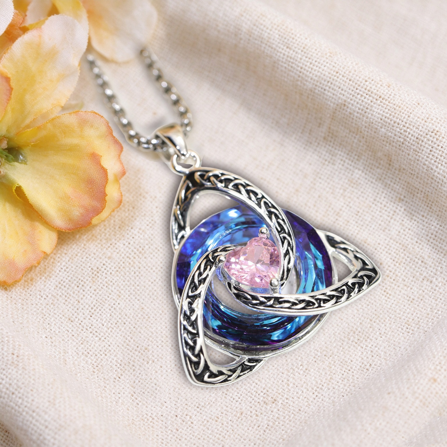 Celtic Knot Birthstone Necklace, Trinity Knot Pendant, Personalized Birth Month Gift, Spiritual Protection Necklace for Her