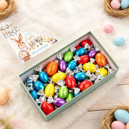 Personalized Easter Bunny Gift Box with Name Cute Spring Treat Box for Kids Easter Party Favors Birthday Surprise Gift