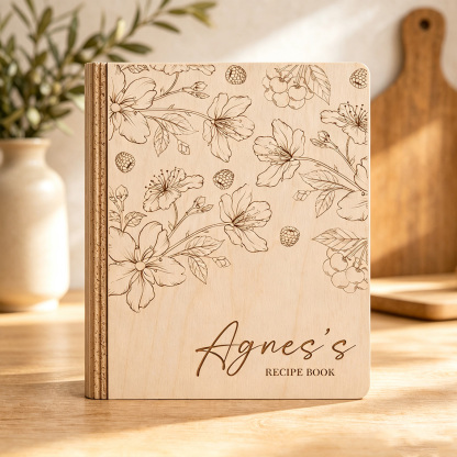 Personalized Wooden Recipe Book, Custom Engraved Cookbook Binder, Family Recipe Keepsake, Mother’s Day Gift for Mom