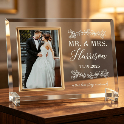 Personalized Wedding Keepsake Frame – Custom Acrylic Photo Frame with Names & Wedding Date
