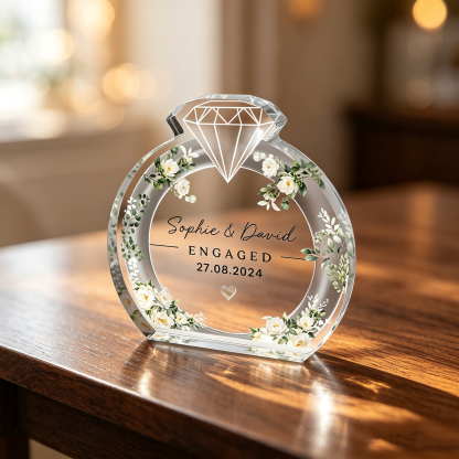 Personalized Engagement Keepsake Plaque – Custom Acrylic Couple Gift with Names & Special Date