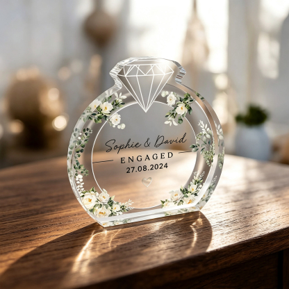 Personalized Engagement Keepsake Plaque – Custom Acrylic Couple Gift with Names & Special Date
