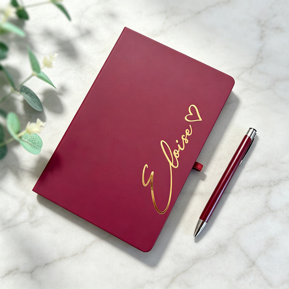 Personalized A5 Notebook with Matching Pen & Gift Box | Custom Name Journal | Luxury Writing Notebook for Women, Students & Professionals
