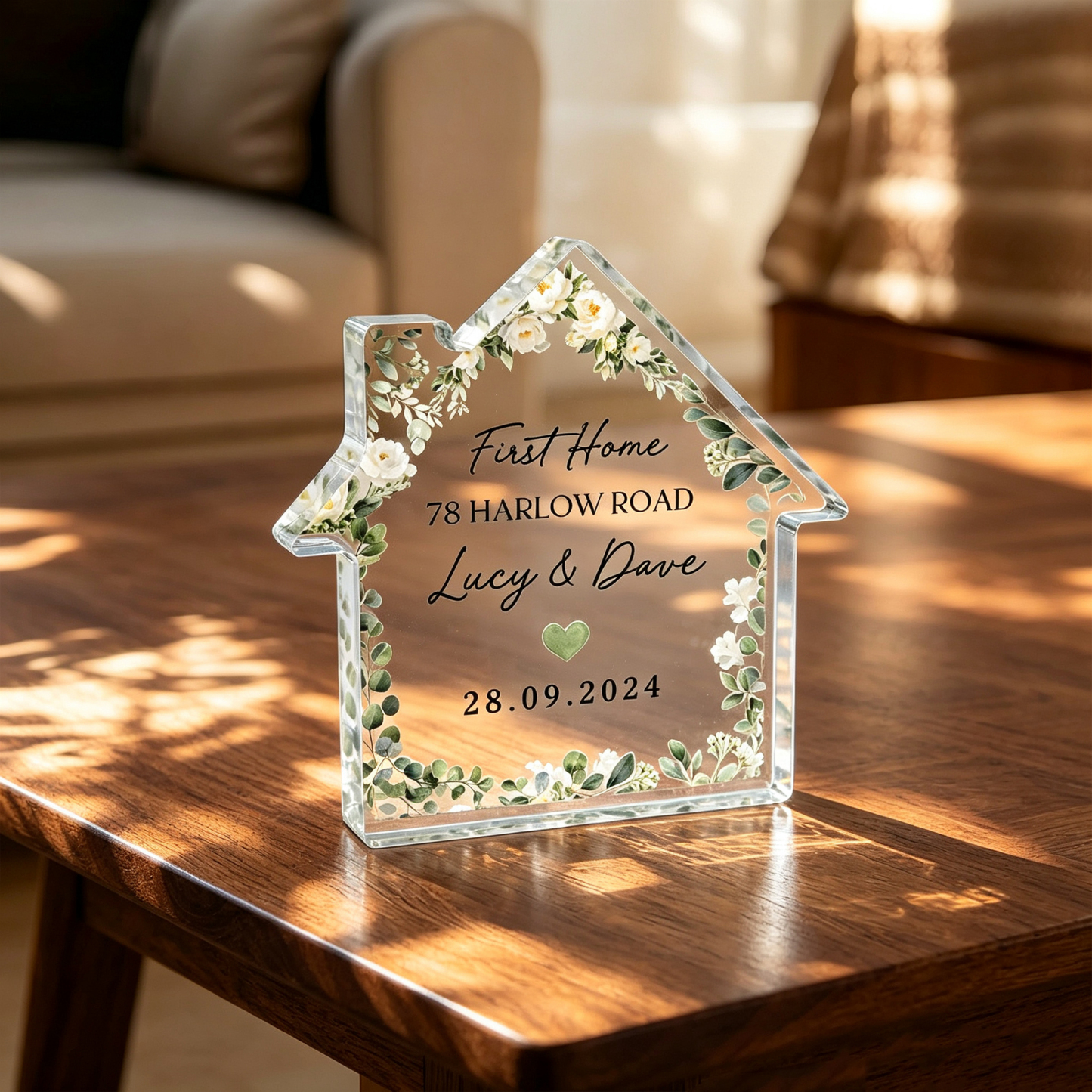 Personalized First Home Gift – Custom House Acrylic Keepsake Sign for New Homeowners & Couples