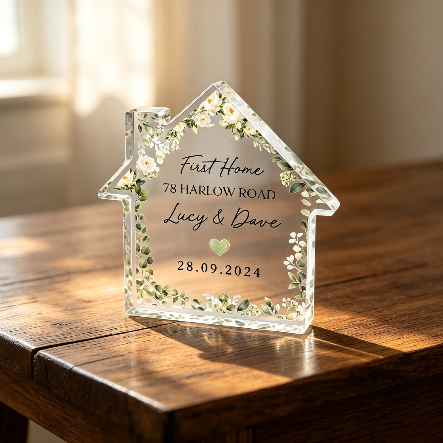 Personalized First Home Gift – Custom House Acrylic Keepsake Sign for New Homeowners & Couples
