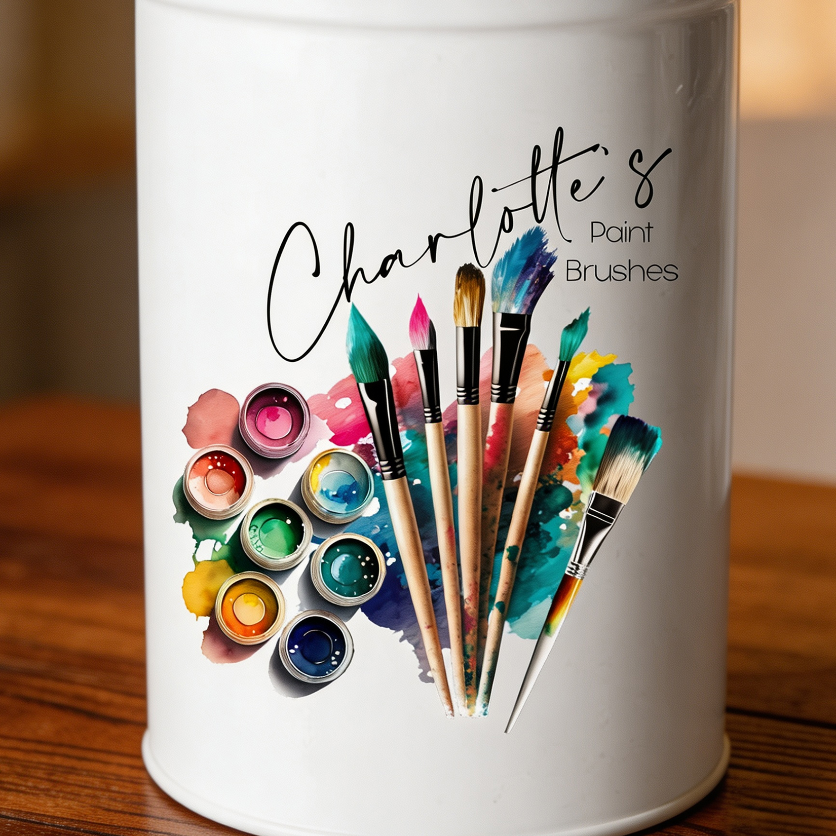 Personalized Ceramic Paint Brush Holder with Name | Custom Artist Brush Pot | Handmade Art Studio Desk Organizer Gift for Painter