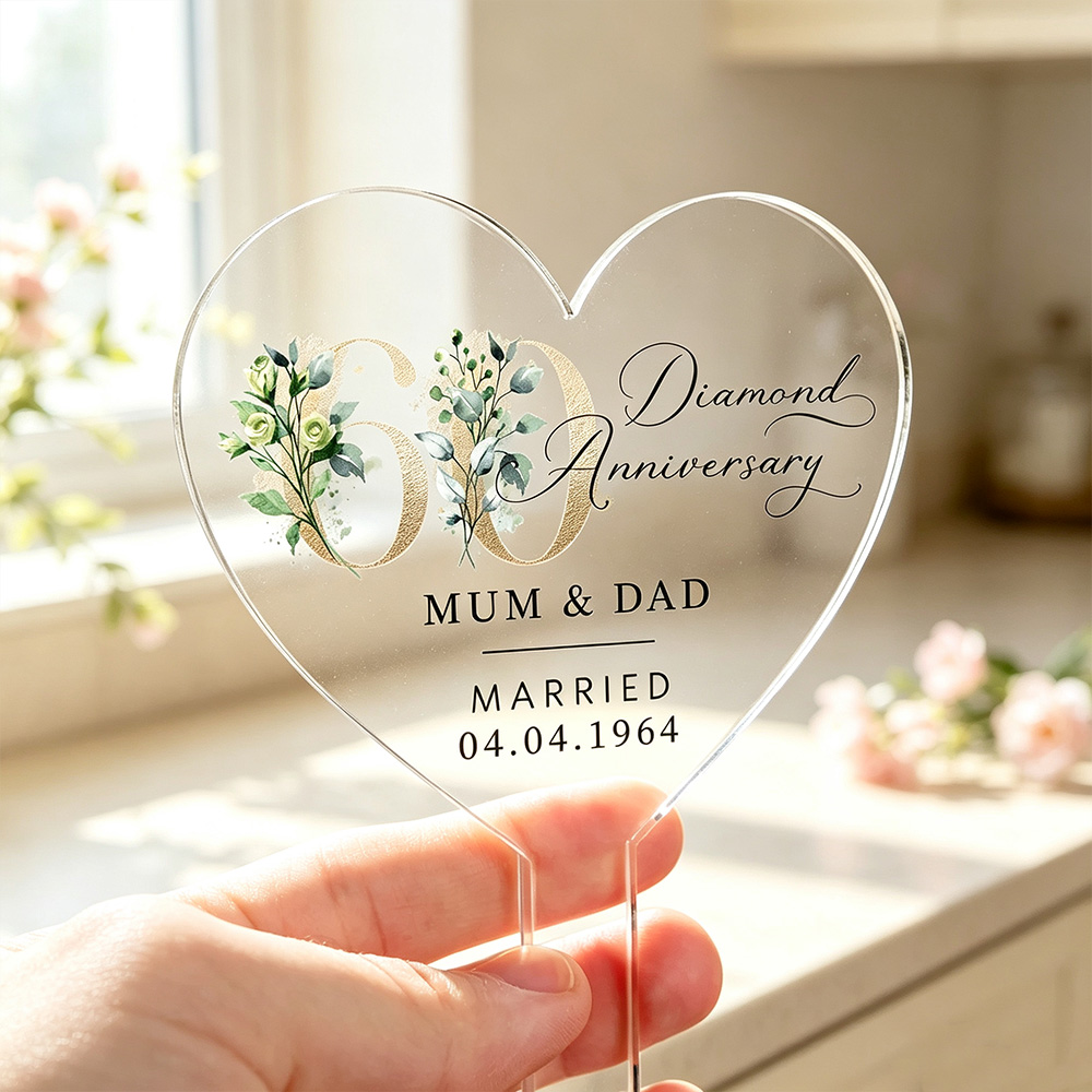 Personalized 60th Anniversary Cake Topper – Custom Diamond Anniversary Keepsake for Couples & Parents