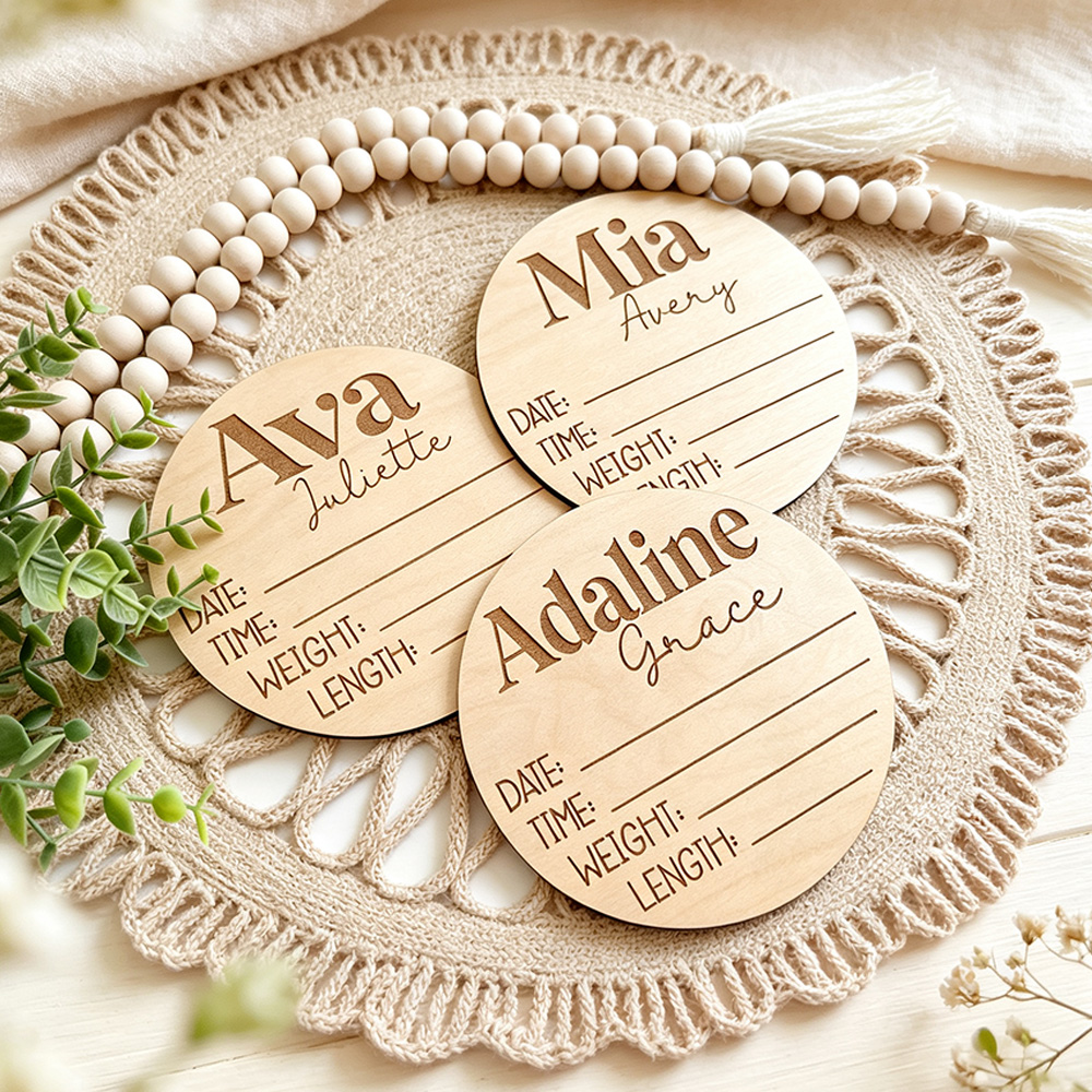 Personalized Baby Birth Announcement Sign – Custom Wooden Newborn Keepsake with Name & Birth Details