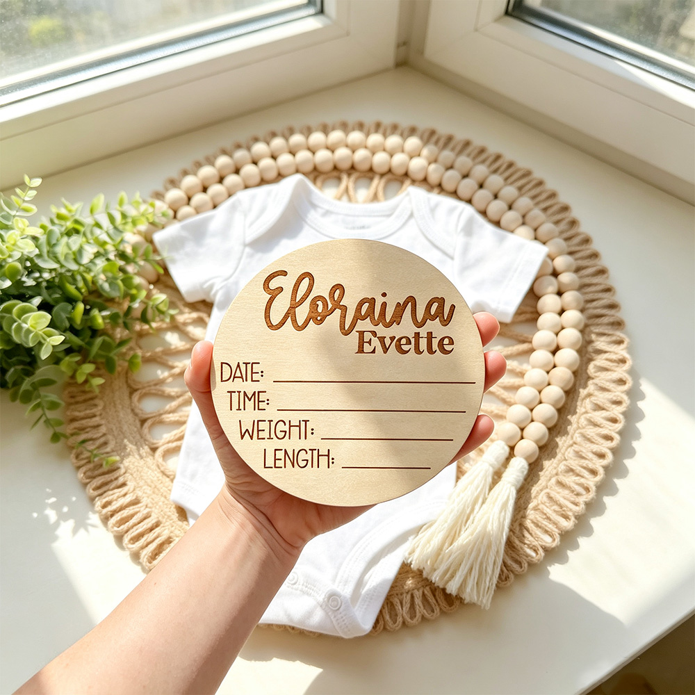 Personalized Baby Birth Announcement Sign – Custom Wooden Newborn Keepsake with Name & Birth Details