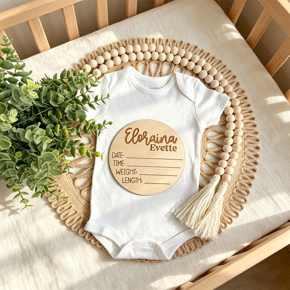 Personalized Baby Birth Announcement Sign – Custom Wooden Newborn Keepsake with Name & Birth Details