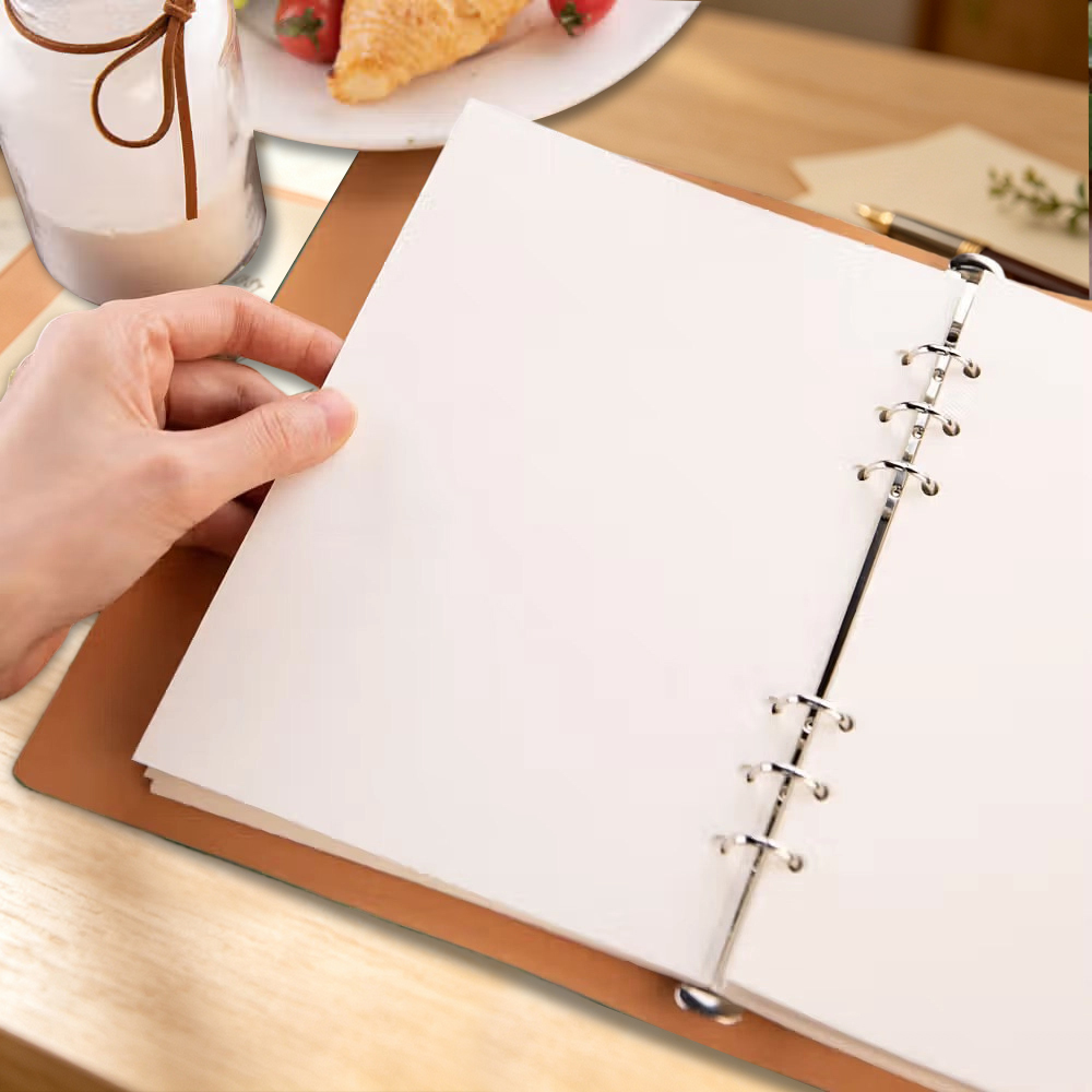 Personalized Family Recipe Book with Custom Name, Floral Leather Binder Journal with Refillable Pages, Gift for Mom