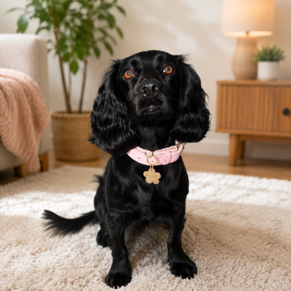 Personalized Dog ID Tag Flower Shape Brass Pet Tag | Custom Hand Stamped Name Tag | Unique Puppy Collar Charm Gift