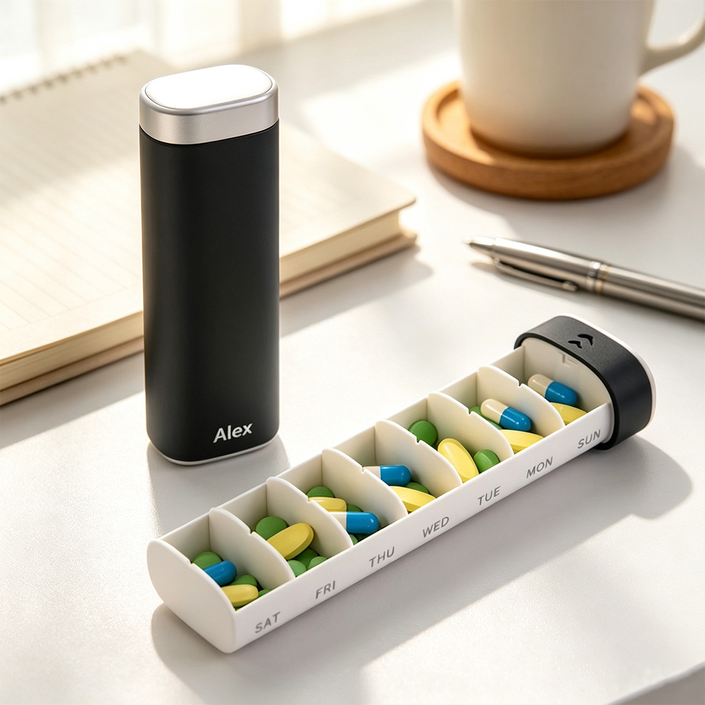 Personalized Name 7-Day Pill Organizer Travel Medicine Box Large Capacity Weekly Tablet Storage Case Gift for Family