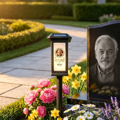 Personalized Memorial Solar Garden Light with Photo, Name & Year, Waterproof Outdoor Sympathy Tribute Decor, Forever in Our Hearts Remembrance Gift for Family & Friends