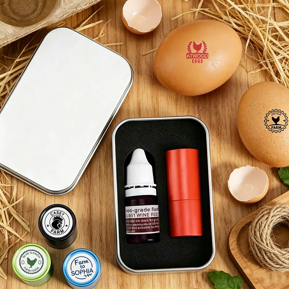 Personalized Hen Silhouette Egg Stamp with Custom Name & Year, Food-Safe Ink Chicken Egg Marker, Farm Fresh Egg Stamper, Gift for Chicken Keepers, Farmers & Backyard Poultry Lovers