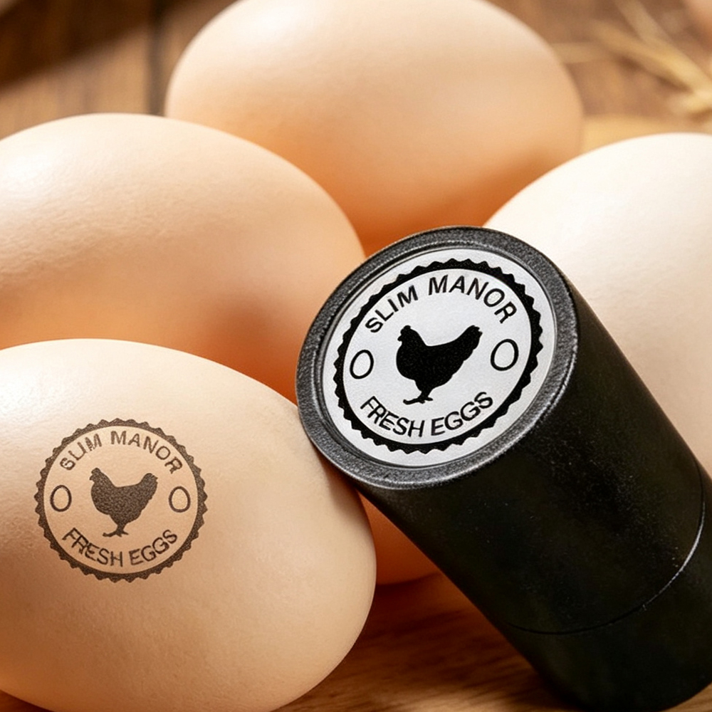 Personalized Hen Silhouette Egg Stamp with Custom Name & Year, Food-Safe Ink Chicken Egg Marker, Farm Fresh Egg Stamper, Gift for Chicken Keepers, Farmers & Backyard Poultry Lovers
