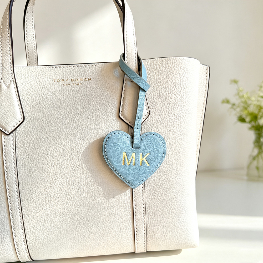 Personalized Leather Heart Bag Charm – Custom Initial Purse Charm & Keychain Gift for Her