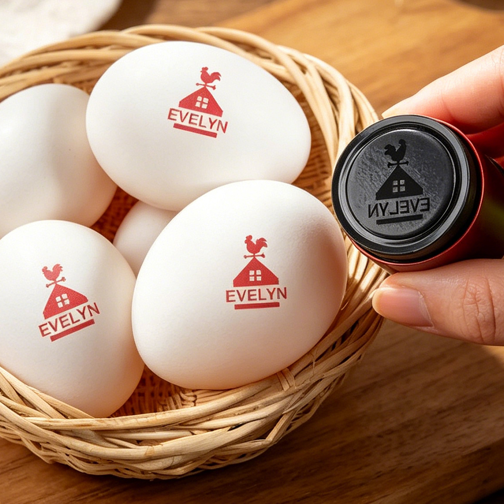 Personalized Hen Silhouette Egg Stamp with Custom Name & Year, Food-Safe Ink Chicken Egg Marker, Farm Fresh Egg Stamper, Gift for Chicken Keepers, Farmers & Backyard Poultry Lovers