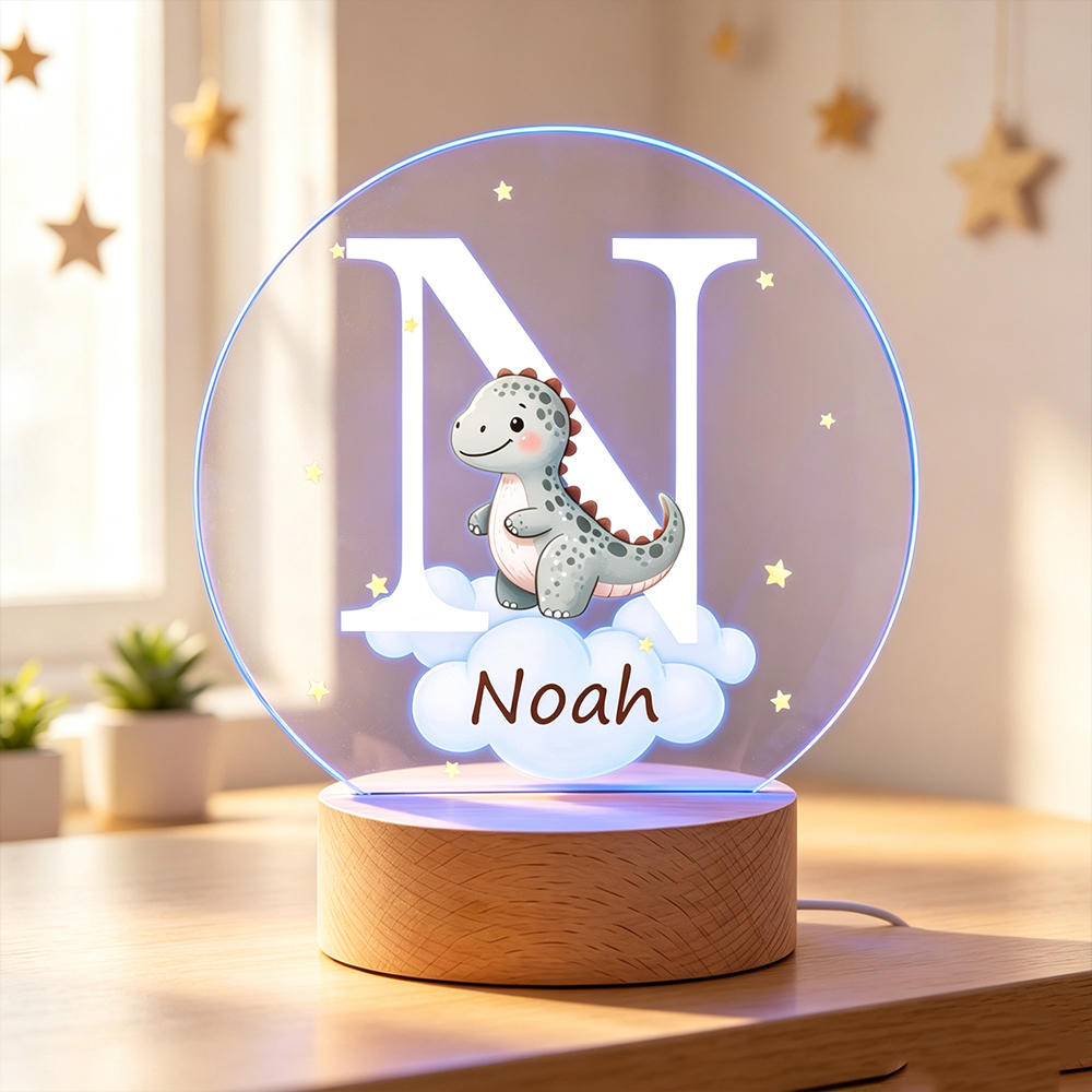 Personalized Animal LED Night Light with Name, Custom Acrylic Bedside Lamp for Kids Room, Cute Nursery Decor Birthday Gift for Children