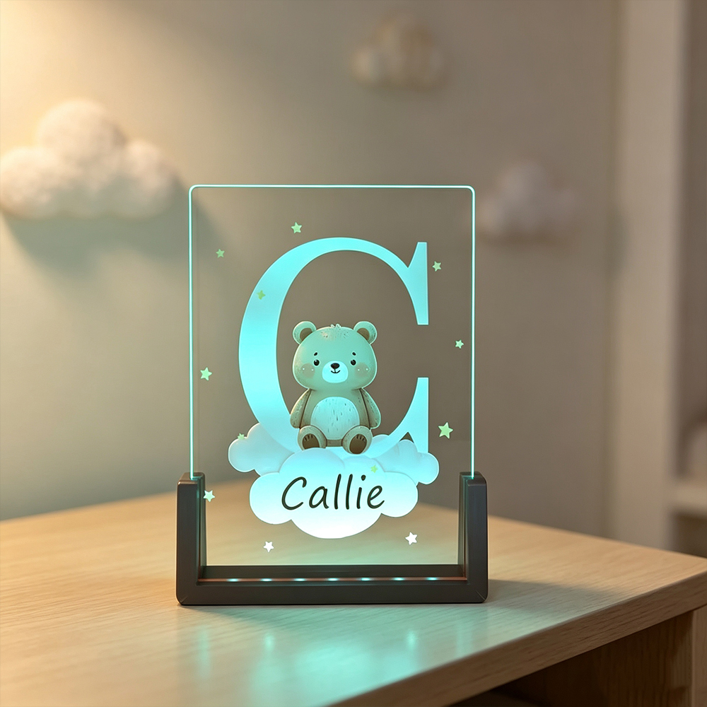 Personalized Animal LED Night Light with Name, Custom Acrylic Bedside Lamp for Kids Room, Cute Nursery Decor Birthday Gift for Children